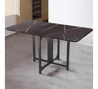 YCVAWEOD Modern Folding Dining Table With Extendable Drop Leaf - Multifunction Expandable Table For Kitchen, Bedroom, Living Room - Adjustable Foot Pads, Carbon Steel Frame Structure(A,120x80cm) LWX