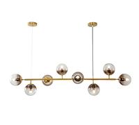 YCVAWEOD Modern Gold 8 Light LED Chandelier with Glass Globes for Dining Room Kitchen Island and Living Room Mid Century Metal Pendant Light Fixture (63x18inch) LWX