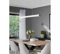 YCVAWEOD Modern LED Dimmable Hanging Lamp with Remote Control - Adjustable Linear Pendant Light for Dining Table, Kitchen Island & Office - White 100cm Chandelier LWX