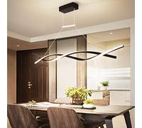 YCVAWEOD Modern LED Hanging Pendant Light Dimmable with Remote Control Adjustable Height Wave Design Chandelier for Dining Room Living Room Kitchen Office Black 100cm LWX