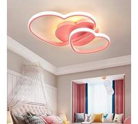 YCVAWEOD Modern LED Heart-Shaped Ceiling Light for Kids, Dimmable with Remote Control, Perfect Bedroom & Living Room Pendant Lamp for Boys & Girls, Pink Interior Chandelier LWX