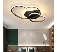 YCVAWEOD Modern LED Heart Shaped Ceiling Light for Kids Room, Dimmable Pendant Lamp with Remote Control, Stylish Black Chandelier for Boys & Girls Bedroom, Living Room Decor LWX