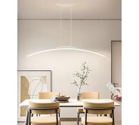 YCVAWEOD Modern LED Pendant Light Adjustable Height Chandelier for Dining Room Bar Counter & Study Creative Curved Design White Finish 100CM Length Stylish Lighting Fixture LWX