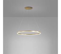 YCVAWEOD Modern Nordic LED Pendant Light Adjustable 40CM Ring Chandelier Gold & Cold White Ideal for Living Room Bedroom Dining Room - 25W Single Circle Lamp LWX