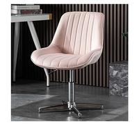 YCVAWEOD Modern Pink Armless Swivel Office Chair - No Wheels Mid Back PU Leather Task Chair for Home Office & Vanity - Design Stylish & Comfortable LWX
