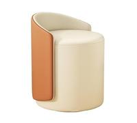 YCVAWEOD Modern Round Ottoman Multifunctional Vanity Chair Footrest Stool PU Leather Upholstered Wood Frame Non-Slip Rubber Pads Practical(Orange) LWX