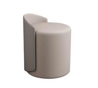 YCVAWEOD Modern Round Ottoman Multifunctional Vanity Chair Footrest Stool PU Leather Upholstered Wood Frame Non-Slip Rubber Pads Practical(Gray) LWX