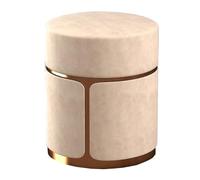 YCVAWEOD Modern Velvet Footrest Ottoman - Round Small Upholstered Stool for Couch, Bedroom, Entryway, Living Room & Office - Stylish Beige Foot Stool for Comfort & Décor LWX