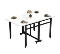 YCVAWEOD Movable Folding Dining Table, Kitchen Table, Multifunction Table Drop Leaf Dining Table, Solid Wooden Space Saving Folding Dinner Table With 8 Wheels, For Dining Room, Living Room LWX