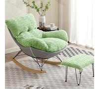 YCVAWEOD Nursery Rocking Chair,Upholstered Glider Rocker With High Backrest for Living Rooms, Bedrooms, Offices green LWX