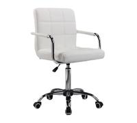 YCVAWEOD Office Chair Adjustable Computer Desk Chair Swivel Rolling Leather Vanity Chair with Armrests Reclining Gaming Chair White Comfort Seating LWX