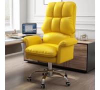 YCVAWEOD Office Chair Adjustable Height With Wheels Pu Leather Executive Swivel Desk Chair For Adults Rolling Vanity Chair In Black - Comfortable Home Seating LWX