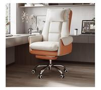 YCVAWEOD Office Chair Adjustable Leather Gaming Chair Swivel Desk Chair for Office Use Grey with White and Orange Pedal - Comfort & Style for Work and Play LWX