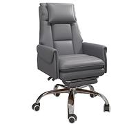 YCVAWEOD Office Chair - Adjustable PU Leather Desk Chair with Comfy Swivel, Retractable Footrest, Tilt Function & Wheels - Black LWX