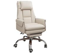 YCVAWEOD Office Chair - Adjustable PU Leather Desk Chair with Comfy Swivel, Retractable Footrest, Tilt Function & Wheels - Black LWX