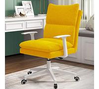 YCVAWEOD Office Chair Height Adjustable Mid Back Swivel Computer Desk Chair For Home Study Bedroom & Living Room Stylish Grey Linen Fabric LWX