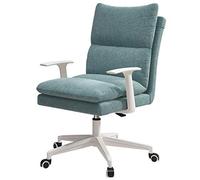 YCVAWEOD Office Chair Height Adjustable Mid Back Swivel Computer Desk Chair For Home Study Bedroom & Living Room Stylish Grey Linen Fabric LWX