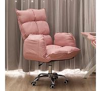 YCVAWEOD Office Chair High-Back, Adjustable Reclining Faux Leather Desk Chair, Comfortable & Stylish, 52X68X110 Cm - Grey (Cotton & Pink) LWX