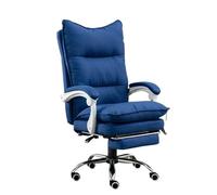 YCVAWEOD Office Chair High Back Executive With Foot Rest, Leather For Home &, Comfortable Blue Desk Chair, Modern Fauteuil Bureau LWX