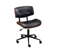 YCVAWEOD Office Chair Home, Rotating With Adjustable Retro Leather Comfortable Wooden Small Suitable For Home Comfy Computer Chair(Black) LWX