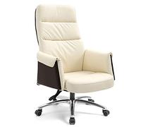 YCVAWEOD Office Chair,Leather Computer Comfortable Sedentary Reclining Swivel Task Backrest Desk Chair,Creamy-white LWX