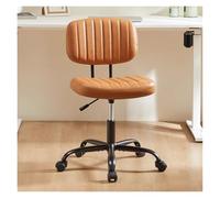 YCVAWEOD Office Chair Leather Swivel With Adjustable Height Armless Design And Wheels For Home Brown LWX