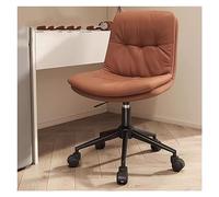 YCVAWEOD Office Chair Modern Armless Desk Chair With Wheels For Home Comfy Rolling Swivel Chair Upholstered In Brown Executive Task Chair For Vanity Room LWX