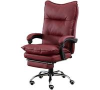 YCVAWEOD Office Chair Reclining Chair with Footrest,Leather Chair,High Back Executive Chair Lumbar Support,with 170° Backrest Tilt Function,Red LWX