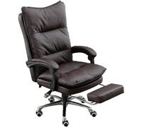 YCVAWEOD Office Chair Reclining Chair with Footrest,Leather Chair,High Back Executive Chair Lumbar Support,with 170° Backrest Tilt Function,Coffee LWX