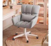YCVAWEOD Office Chair Velvet Upholstered Home Office Chair With Wheels And Pillow Modern Cute Desk Chair For Women Girls Accent Swivel Chair For Bedroom Lake Blue LWX