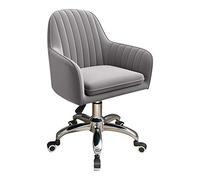 YCVAWEOD Office Chair with Velvet Upholstered Swivel Computer Chair Adjustable Height: 42 52cm Armrests Light Grey LWX