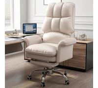 YCVAWEOD Office Chair with Wheels, Adjustable PU Leather Swivel Rolling Desk Chair for Home & Office Use LWX