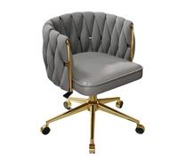 YCVAWEOD Office Chairs Mid-Back Desk Chairs with Wheels Chair Height Adjustable Office Chair Pu Padded Chairs for Office(Gray,Gold Base) LWX