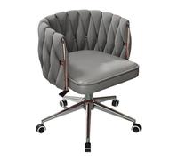 YCVAWEOD Office Chairs Mid-Back Desk Chairs with Wheels Chair Height Adjustable Office Chair Pu Padded Chairs for Office(Gray,Silver Base) LWX