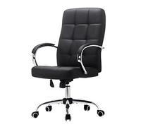 YCVAWEOD Office Chairs Office Chair High Back Desk Chair - White/Black LeatherSoft Executive Swivel Office Chair - Swivel Arm Chair Computer Chair(Color:Black) LWX
