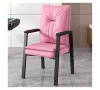 YCVAWEOD Pink Classic Leather Executive Reception Chair with Padded Armrests High Back Accent Armchair for Office Stylish Guest Sofa Chair Metal Frame LWX