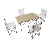 YCVAWEOD Portable Camping Chair Set Aluminum Alloy Picnic Table & Sturdy Folding Chairs 330.7 lbs Capacity Ergonomic Design with Storage Bag for Outdoor Activities LWX