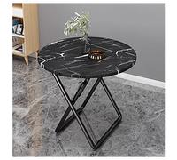 YCVAWEOD Portable Foldable Round Balcony Dining Table 70cm Marble Top Coffee Table with Metal Bracket Ideal for Small Spaces & Home Use Stylish Kitchen & Patio Furniture LWX