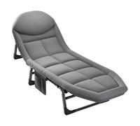 YCVAWEOD Portable Folding Camping Bed for Aldults 5-Position Adjustable Sleeping Cot Lounge Chair w/Pillow Outdoor Camp Bed Reclining Chaise for Travel and Office LWX