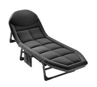 YCVAWEOD Portable Folding Camping Bed for Aldults 5-Position Adjustable Sleeping Cot Lounge Chair w/Pillow Outdoor Camp Bed Reclining Chaise for Travel and Office LWX