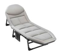 YCVAWEOD Portable Folding Camping Bed for Aldults 5-Position Adjustable Sleeping Cot Lounge Chair w/Pillow Outdoor Camp Bed Reclining Chaise for Travel and Office LWX