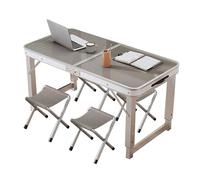 YCVAWEOD Portable Folding Camping Table and Chairs Set Aluminum 47.2''L x 23.6''W Height Adjustable Desk for Camping Picnic Barbecue Includes 4 Chairs LWX