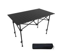 YCVAWEOD Portable Folding Camping Table with Carry Bag Adjustable Height Sturdy Non-Slip Feet Perfect for Outdoor Picnics Garden Parties & Camping (Size: 95x55cm Color: Black) LWX