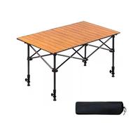 YCVAWEOD Portable Folding Camping Table with Handbag Adjustable Height Sturdy Non-Slip Feet Ideal for Outdoor Picnics Garden Parties and Tailgating (95x55cm Wood Grain) LWX