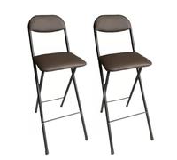 YCVAWEOD Portable Folding Chair Set - 2 Pieces Brown Cushioned High Bar Stools Compact Lightweight Seating for Office Guitar Counter & Small Spaces - 70cm Height LWX