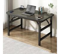 YCVAWEOD Portable Folding Computer Desk, Gold Brushed, Adjustable Feet, Thickened Steel Frame, Compact Home Office Workstation, Study Table, Small Size 80x50 cm LWX