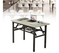 YCVAWEOD Portable Folding Dining Table with Metal Frame & Storage Shelf Versatile Workstation for Home & Office Ideal for Dining Conferences & Training Space-Saving Computer Desk LWX