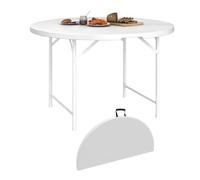 YCVAWEOD Portable Folding Round Table - Lightweight Plastic Picnic Table with Carry Handle for Camping Outdoor Events Garden Use and Parties. LWX