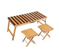 YCVAWEOD Portable Folding Table with Chairs - Lightweight Wooden Camping Table for Indoor & Outdoor Use Ideal for Garden Picnics BBQs and Events. LWX