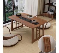 YCVAWEOD Portable Japanese Folding Coffee Table - Bamboo Low Table for Floor Seating, Collapsible Dining Table for Tea Rooms, Bay Windows, Living Rooms, No Assembly Required (Brown) LWX
